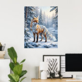 Crystal Fox Winter Pines Poster (Heimbüro)