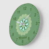 CRYSTAL~ Fraktal Muster Grüne Farbtöne ~ Große Wanduhr (Winkel)