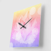 *Crystal friedliches rosa Lavendel-Goldheilender Quadratische Wanduhr (Winkel)