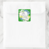 Crystal Gem Frame für Unternehmen Personal Info Sq Quadratischer Aufkleber (Tasche)