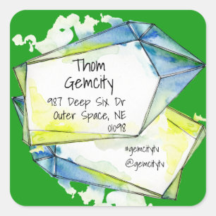 Crystal Gem Frame für Unternehmen Personal Info Sq Quadratischer Aufkleber