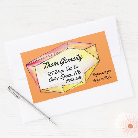 Crystal Gem Frame für Unternehmen Personal Info Sq Rechteckiger Aufkleber (Umschlag)