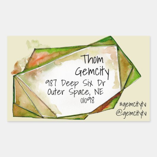 Crystal Gem Frame für Unternehmen Personal Info Sq Rechteckiger Aufkleber (Vorderseite)