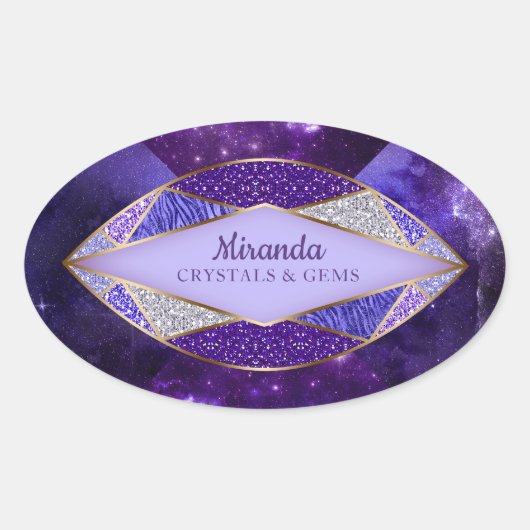 Crystal Gem Stone Star Galaxy Oval Sticker 2 (Vorderseite)