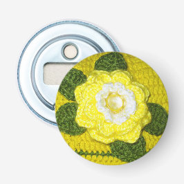 Crystal Gem Yellow Rose Green Blätter Crochet Prin Flaschenöffner