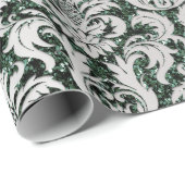 Crystal Glitzer Cali Green Gray Silver Damask Geschenkpapier (Rolleneckpunkt)