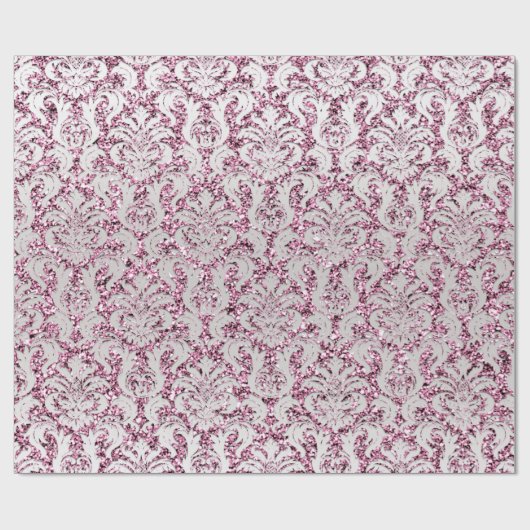 Crystal Glitzer Rosa Rose Silver Damask Lila Lux Geschenkpapier (Flach)
