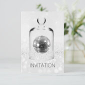 Crystal Globe Night Club Party Silver Gran Glitzer Einladung (Stehend Vorderseite)