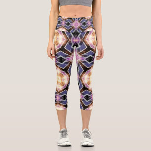 Crystal Goddess Lila Geometrie Glow Capri Leggings