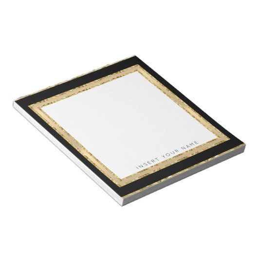 Crystal Gold Black Personalisiert Notepad 5,5" x 6 Notizblock (angewinkelt)