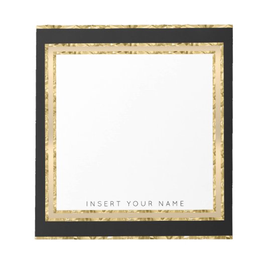 Crystal Gold Black Personalisiert Notepad 5,5" x 6 Notizblock (Vorderseite)