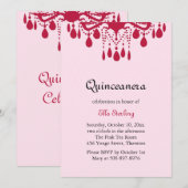 Crystal Grand Ballroom Birthday Invitation (rot) Einladung (Vorne/Hinten)