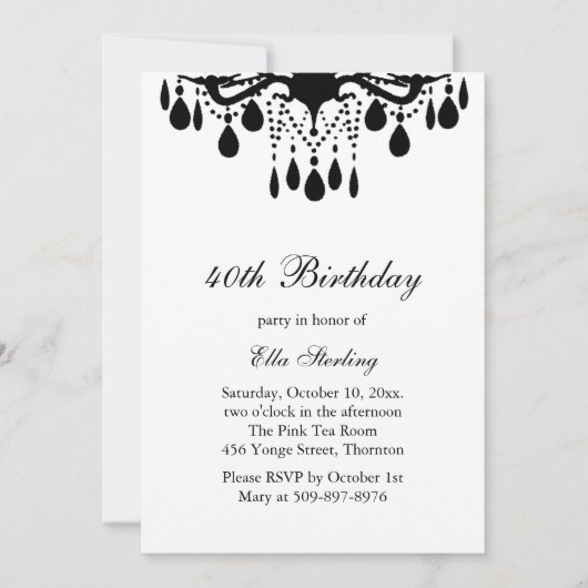 Crystal Grand Ballroom Birthday Invitation (schwar Einladung (Vorderseite)