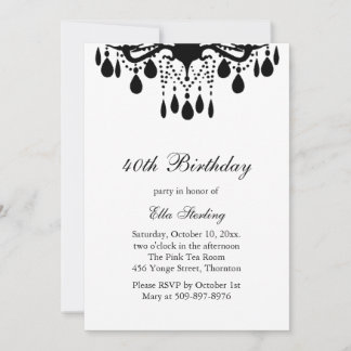 Crystal Grand Ballroom Birthday Invitation (schwar Einladung