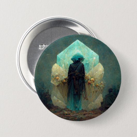 Crystal Guardian Alien SciFi Fantasy Button (Vorne & Hinten)
