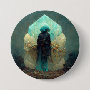 Crystal Guardian Alien SciFi Fantasy Button
