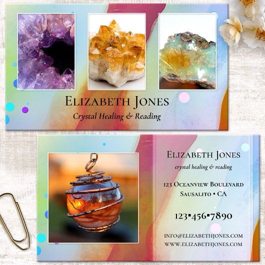 Crystal Healing Reading Foto Business Card Visitenkarte