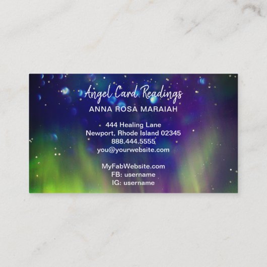 *~* Crystal Heart Angel Wings Cosmic Abstrakt Visitenkarte (Rückseite)