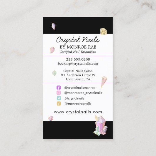 Crystal Holographic Nail Technician Artist Salon B Visitenkarte (Rückseite)