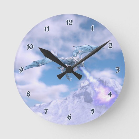 Crystal Ice Dragon Runde Wanduhr (Vorderseite)