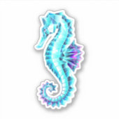 Crystal Ice Seepferd auf blauem Hintergrund Aufkleber (Vorderseite)
