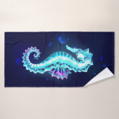 Crystal Ice Seepferd auf blauem Hintergrund Badehandtuch (Badehandtuch)