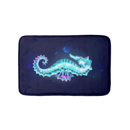 Crystal Ice Seepferd auf blauem Hintergrund Badematte (Vorderseite)