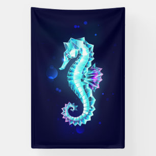 Crystal Ice Seepferd auf blauem Hintergrund Banner