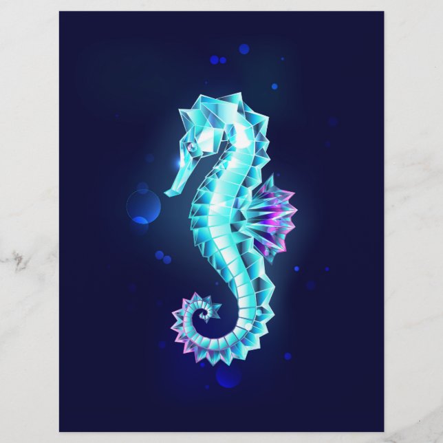 Crystal Ice Seepferd auf blauem Hintergrund Briefbogen (Vorderseite)