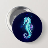 Crystal Ice Seepferd auf blauem Hintergrund Button (Vorne & Hinten)