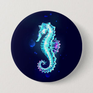 Crystal Ice Seepferd auf blauem Hintergrund Button