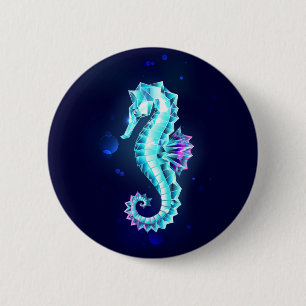 Crystal Ice Seepferd auf blauem Hintergrund Button
