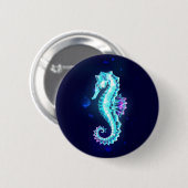 Crystal Ice Seepferd auf blauem Hintergrund Button (Vorne & Hinten)