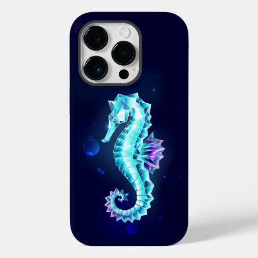 Crystal Ice Seepferd auf blauem Hintergrund Case-Mate iPhone Hülle (Rückseite)