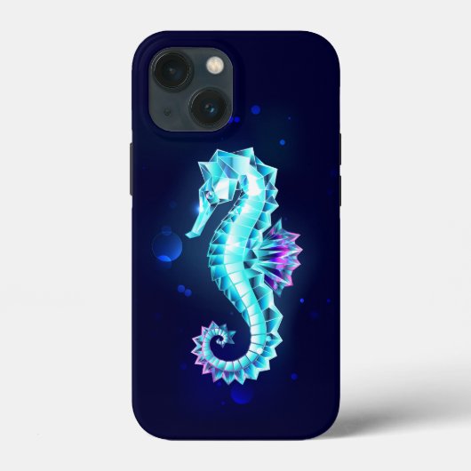 Crystal Ice Seepferd auf blauem Hintergrund Case-Mate iPhone Hülle (Rückseite)
