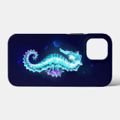 Crystal Ice Seepferd auf blauem Hintergrund Case-Mate iPhone Hülle (Rückseite (Horizontal))