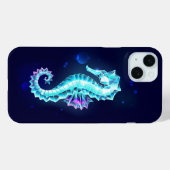 Crystal Ice Seepferd auf blauem Hintergrund Case-Mate iPhone Hülle (Rückseite (Horizontal))