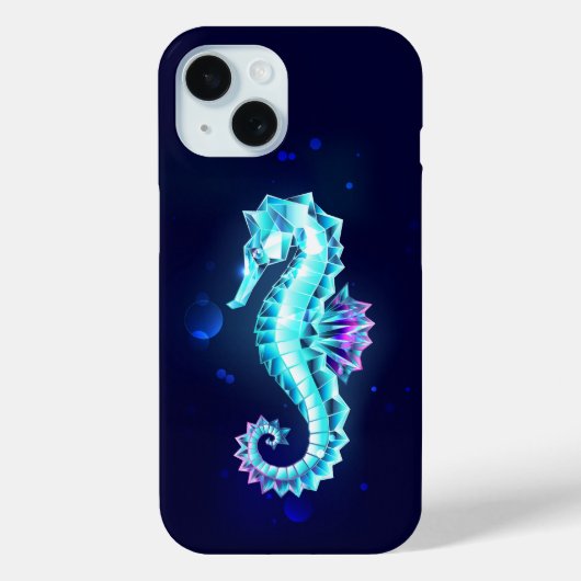 Crystal Ice Seepferd auf blauem Hintergrund Case-Mate iPhone Hülle (Rückseite)