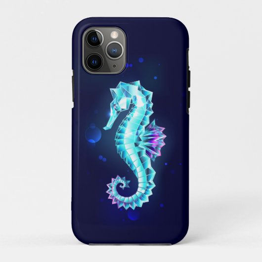 Crystal Ice Seepferd auf blauem Hintergrund Case-Mate iPhone Hülle (Rückseite)