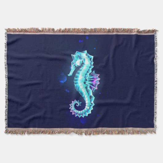 Crystal Ice Seepferd auf blauem Hintergrund Decke (Vorderseite)