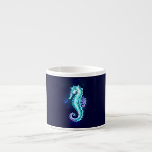 Crystal Ice Seepferd auf blauem Hintergrund Espressotasse
