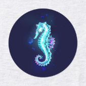 Crystal Ice Seepferd auf blauem Hintergrund Etiketten (Design 2)
