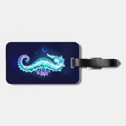 Crystal Ice Seepferd auf blauem Hintergrund Gepäckanhänger (Rückseite horizontal)