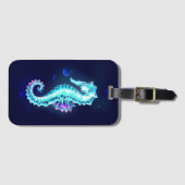 Crystal Ice Seepferd auf blauem Hintergrund Gepäckanhänger (Vorderseite (Horizontal))