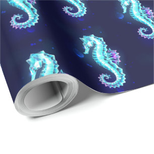 Crystal Ice Seepferd auf blauem Hintergrund Geschenkpapier