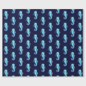 Crystal Ice Seepferd auf blauem Hintergrund Geschenkpapier (Flach)