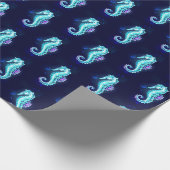 Crystal Ice Seepferd auf blauem Hintergrund Geschenkpapier (Ecke)
