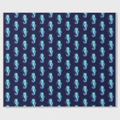 Crystal Ice Seepferd auf blauem Hintergrund Geschenkpapier (Flach)