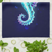 Crystal Ice Seepferd auf blauem Hintergrund Geschirrtuch (Gefaltet)