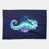 Crystal Ice Seepferd auf blauem Hintergrund Geschirrtuch (Horizontal)